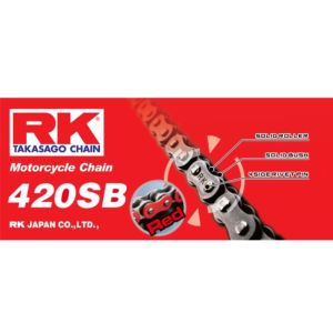 Chaine RK 420 RENF. COULEUR ROUGE 134 M